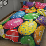 Colorful Easter Eggs Print Quilt Bed Set