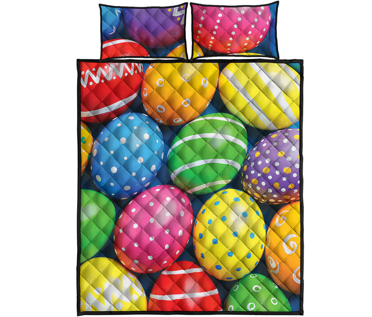 Colorful Easter Eggs Print Quilt Bed Set