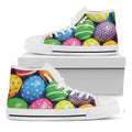 Colorful Easter Eggs Print White High Top Sneakers