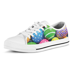 Colorful Easter Eggs Print White Low Top Shoes
