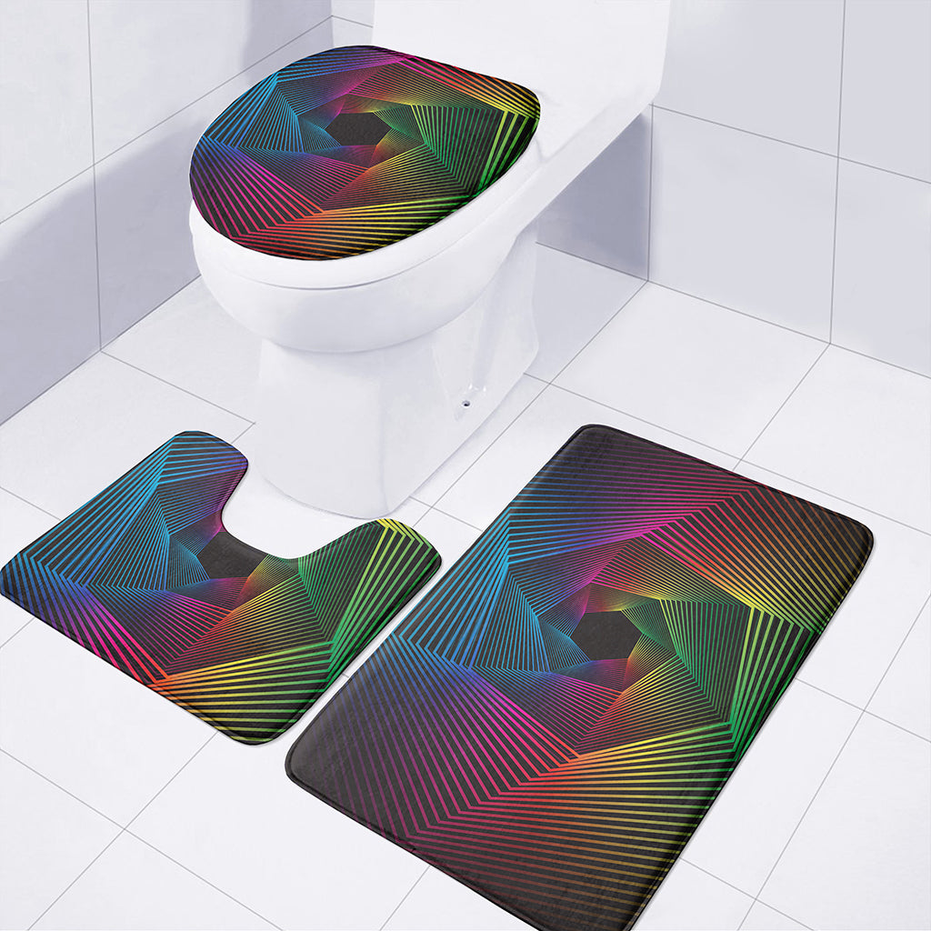 Colorful EDM Geometric Print 3 Piece Bath Mat Set