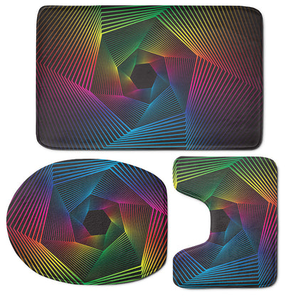 Colorful EDM Geometric Print 3 Piece Bath Mat Set