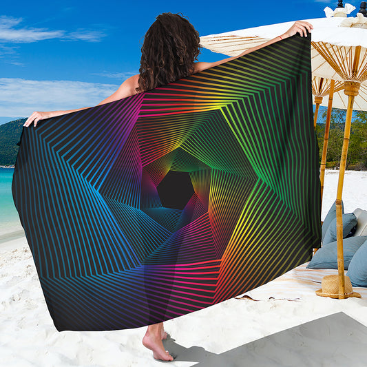 Colorful EDM Geometric Print Beach Sarong Wrap