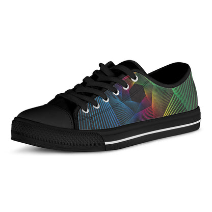 Colorful EDM Geometric Print Black Low Top Shoes