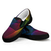 Colorful EDM Geometric Print Black Slip On Shoes