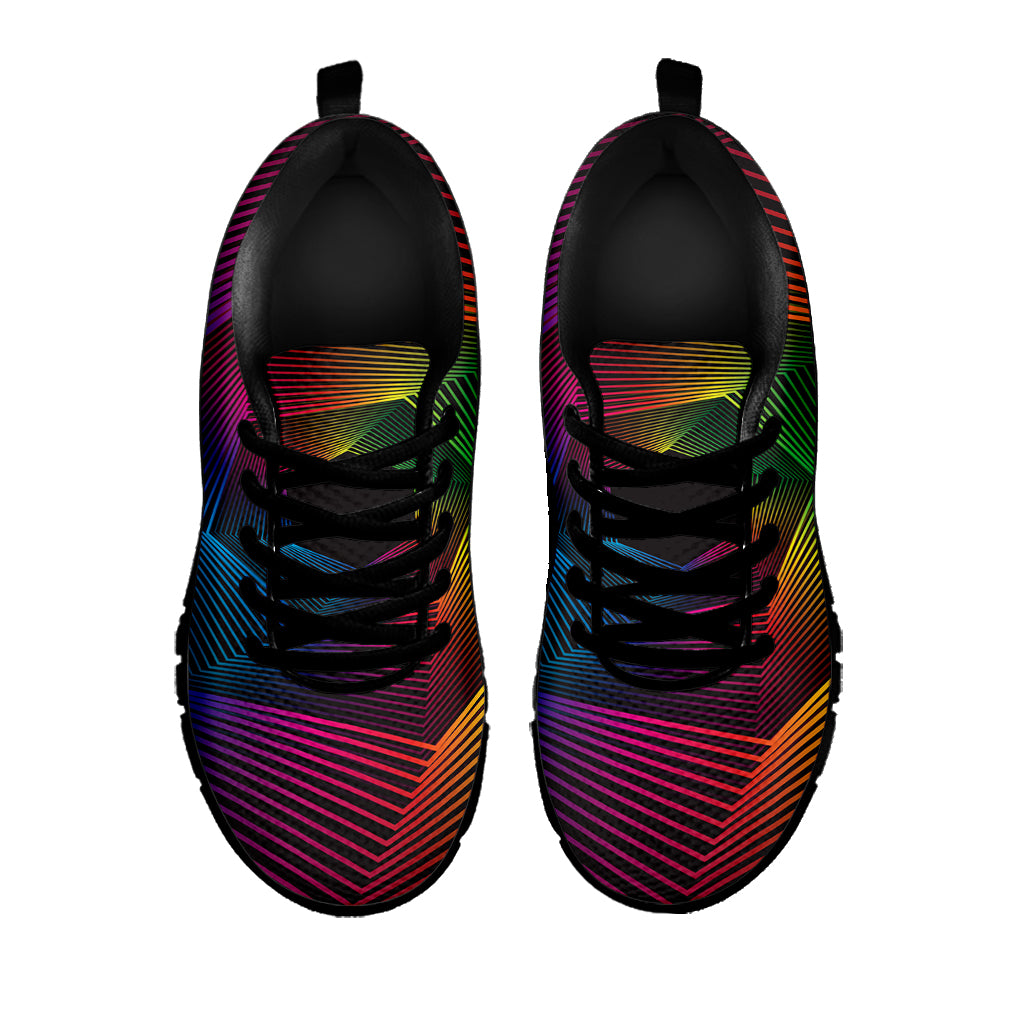 Colorful EDM Geometric Print Black Sneakers