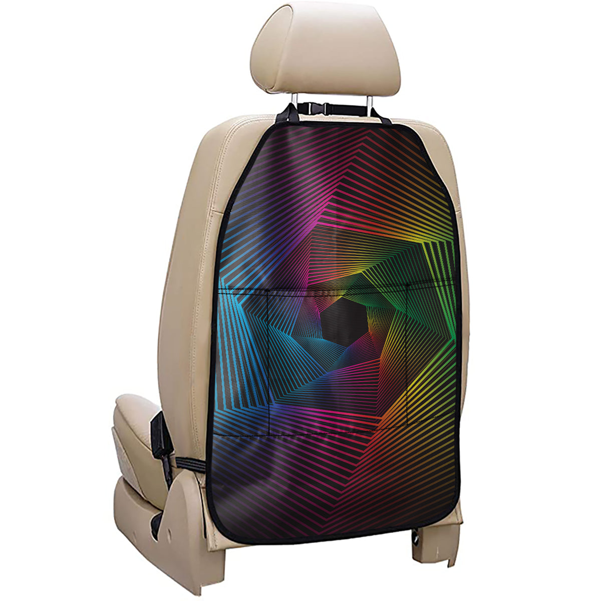 Colorful EDM Geometric Print Car Seat Organizers