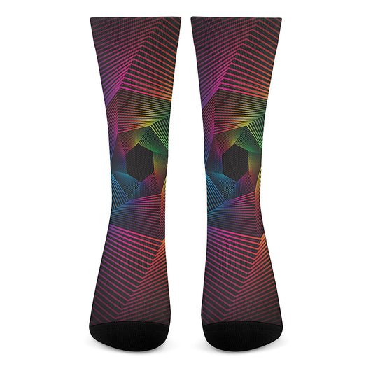 Colorful EDM Geometric Print Crew Socks