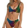 Colorful EDM Geometric Print Front Bow Tie Bikini