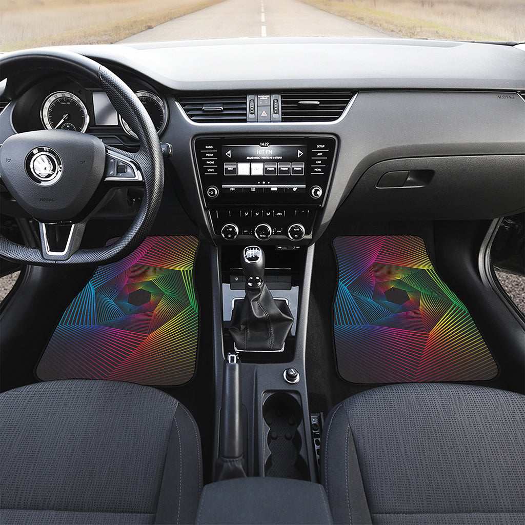 Colorful EDM Geometric Print Front Car Floor Mats