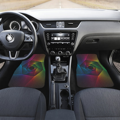 Colorful EDM Geometric Print Front Car Floor Mats