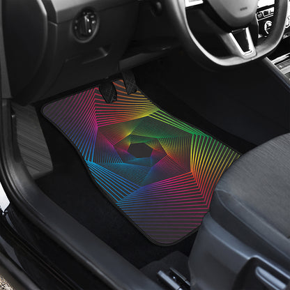 Colorful EDM Geometric Print Front Car Floor Mats