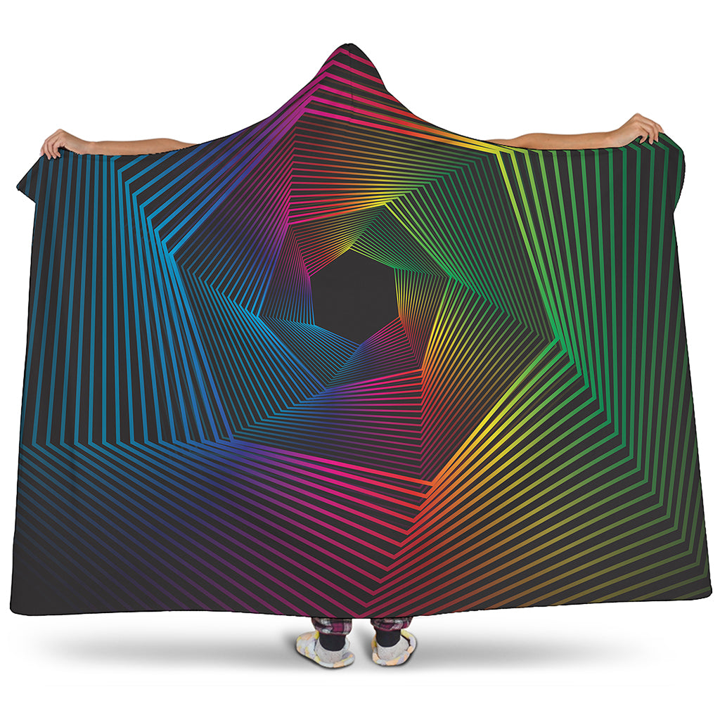 Colorful EDM Geometric Print Hooded Blanket