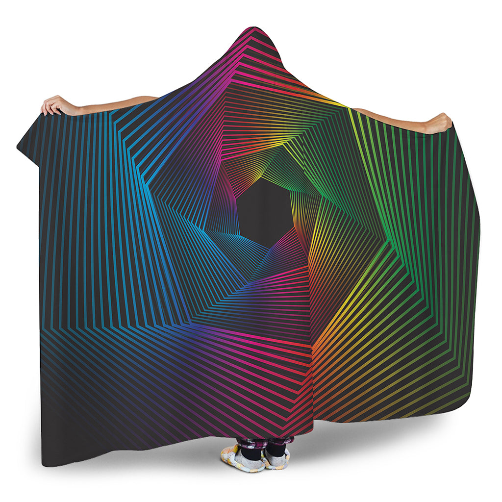 Colorful EDM Geometric Print Hooded Blanket