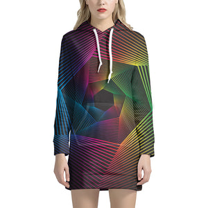Colorful EDM Geometric Print Hoodie Dress