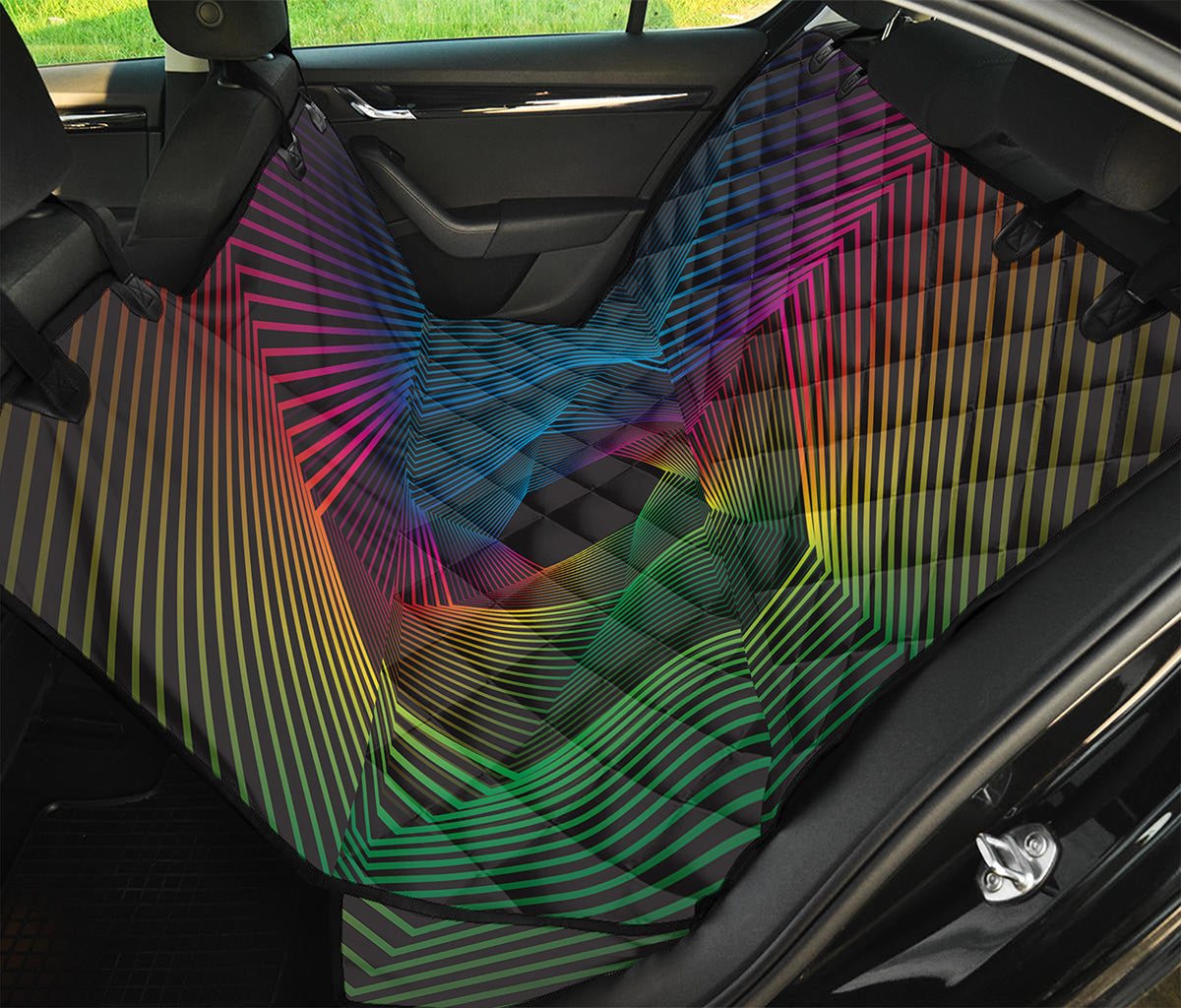 Colorful EDM Geometric Print Pet Car Back Seat Cover