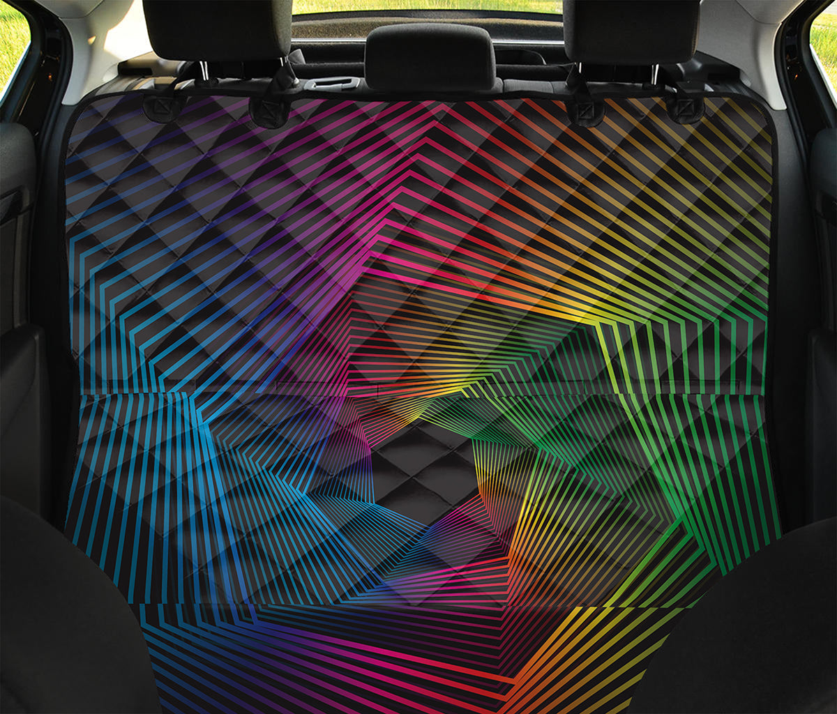 Colorful EDM Geometric Print Pet Car Back Seat Cover