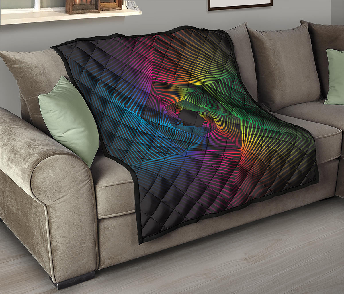 Colorful EDM Geometric Print Quilt