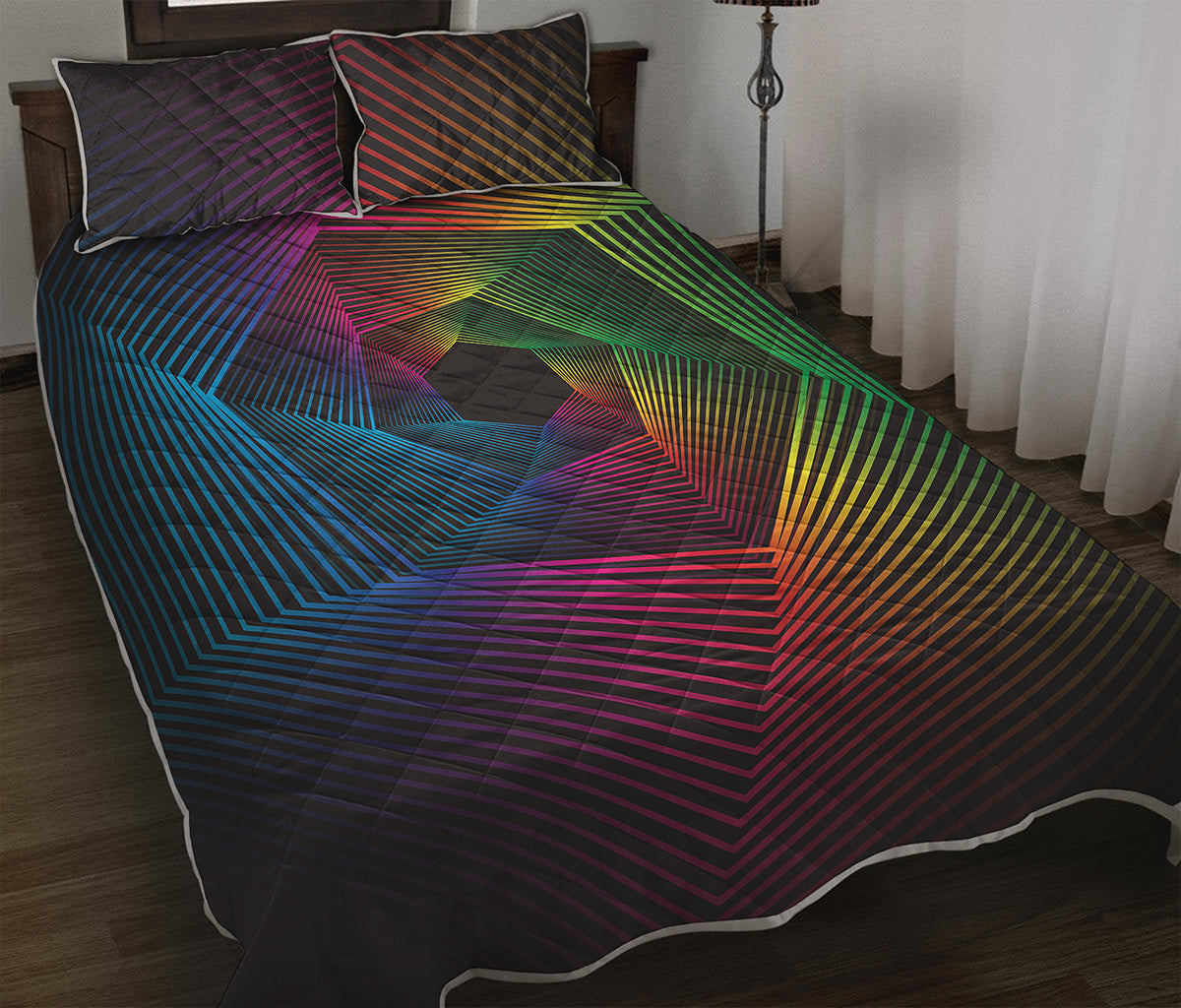 Colorful EDM Geometric Print Quilt Bed Set