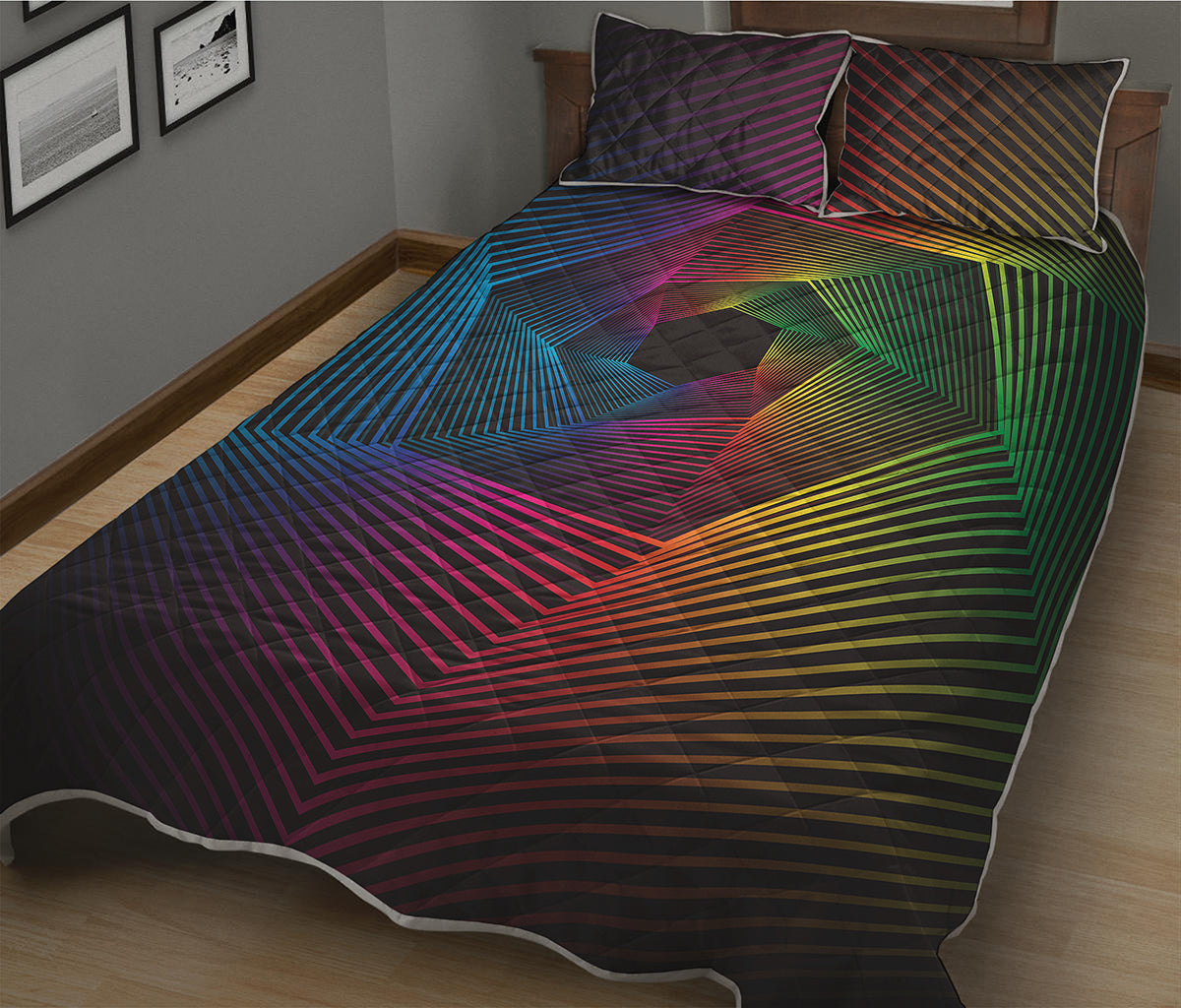 Colorful EDM Geometric Print Quilt Bed Set
