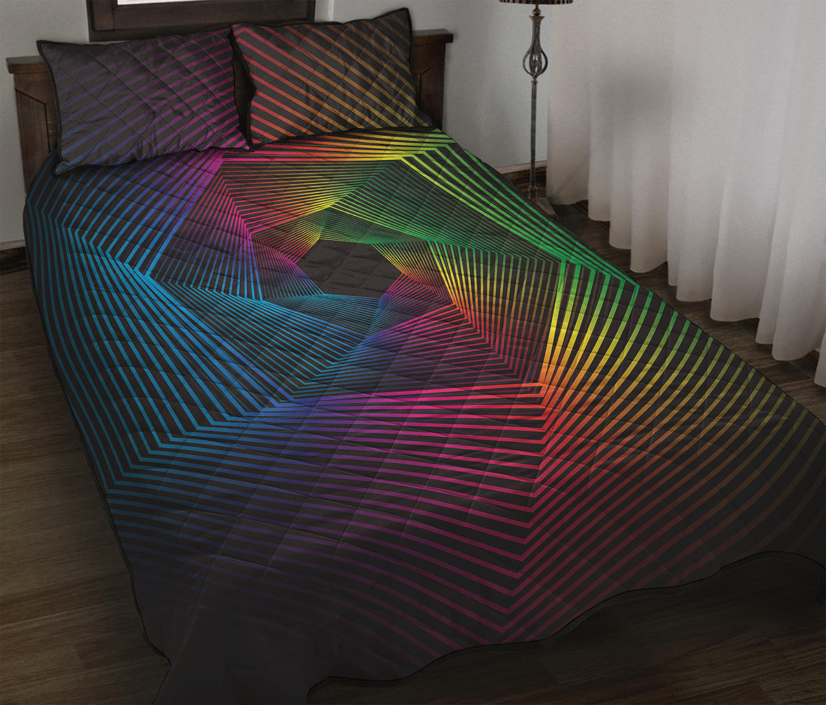Colorful EDM Geometric Print Quilt Bed Set