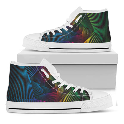 Colorful EDM Geometric Print White High Top Shoes