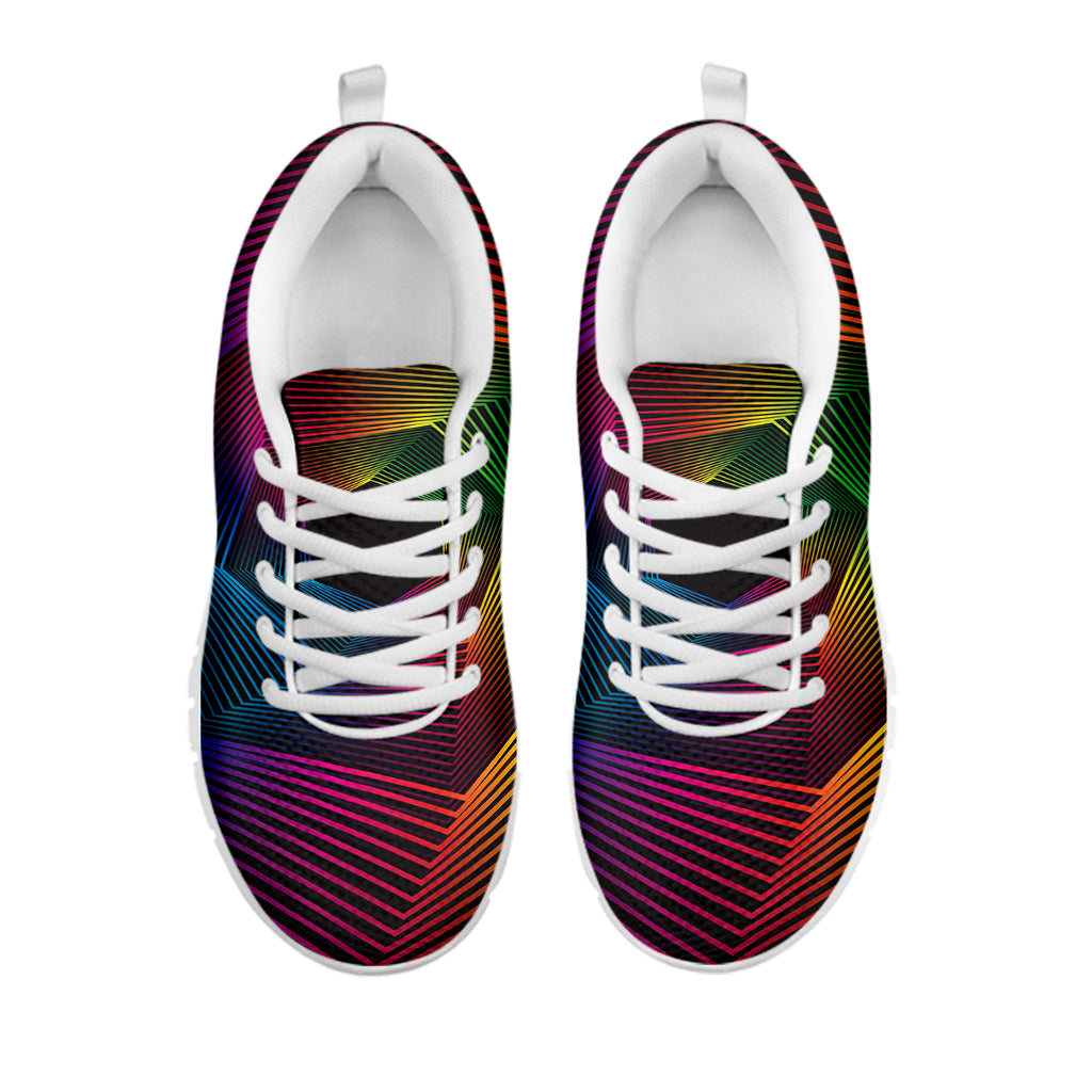 Colorful EDM Geometric Print White Sneakers