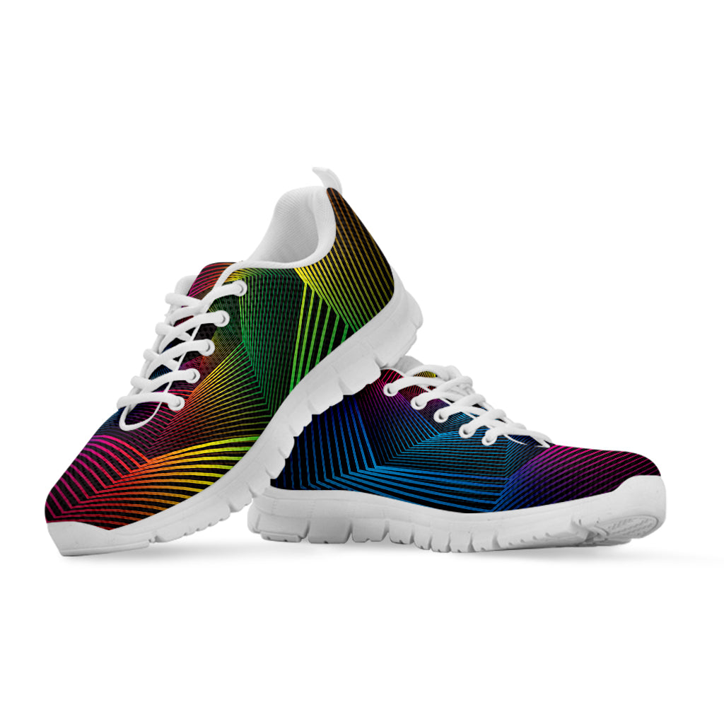 Colorful EDM Geometric Print White Sneakers