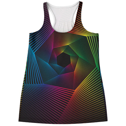 Colorful EDM Geometric Print Women's Racerback Tank Top