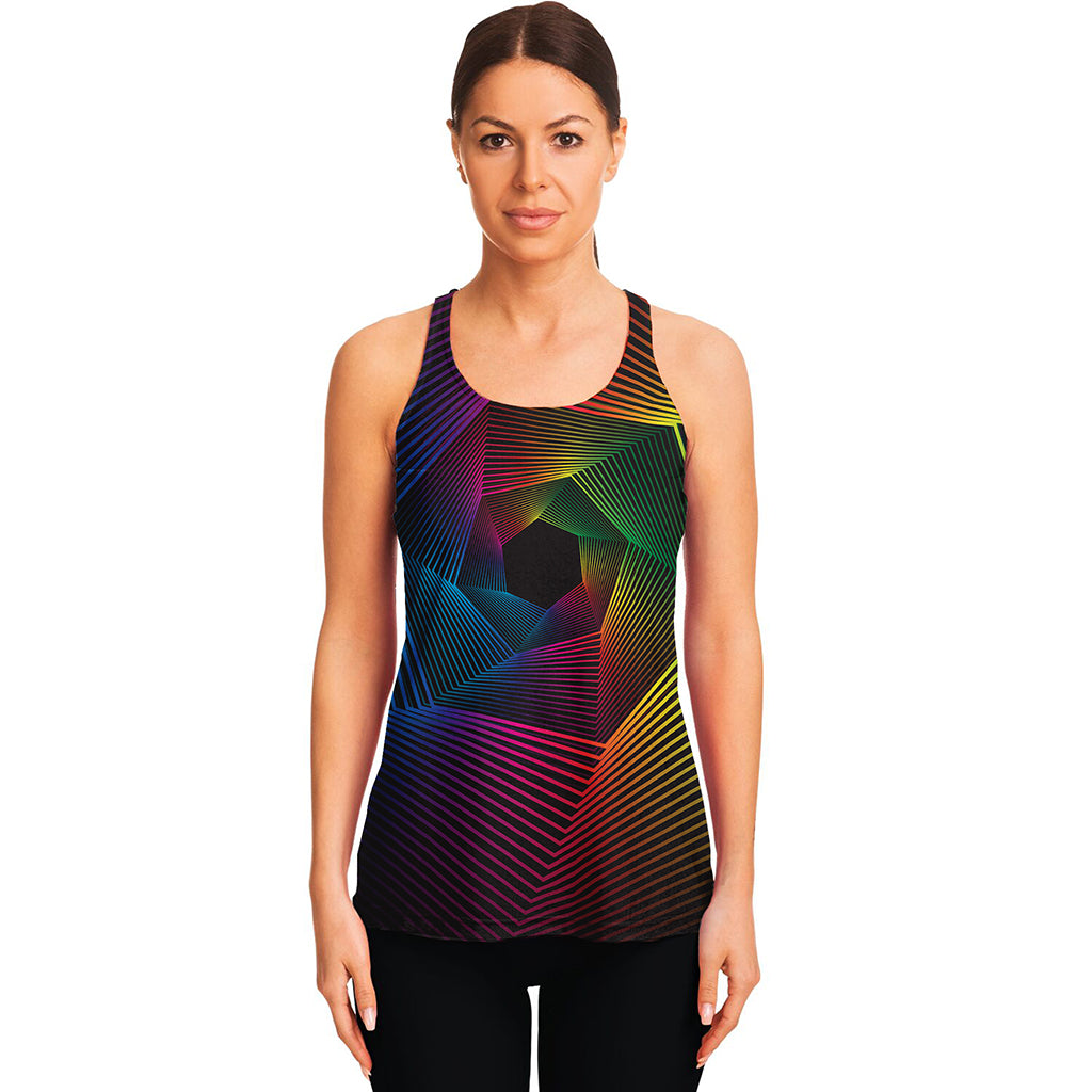 Colorful EDM Geometric Print Women's Racerback Tank Top
