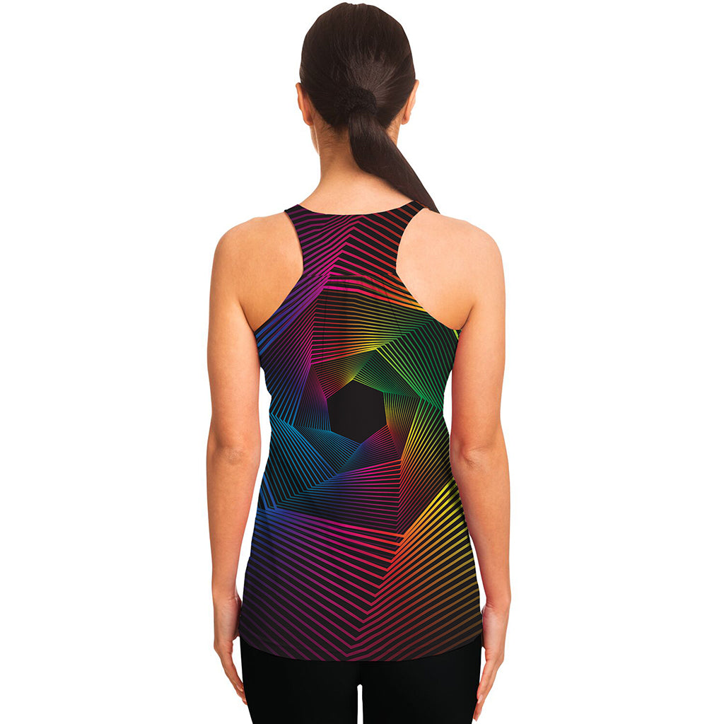 Colorful EDM Geometric Print Women's Racerback Tank Top