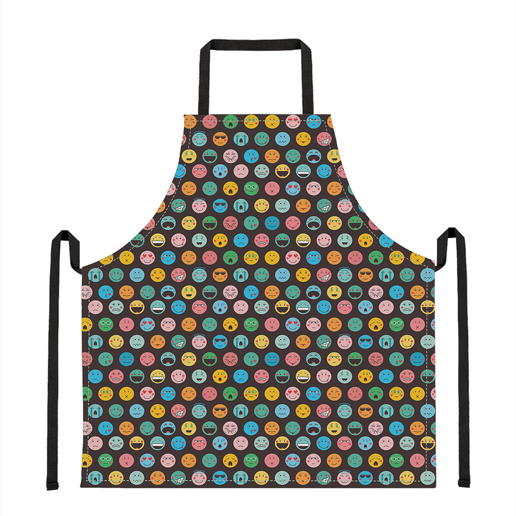 Colorful Emoji Faces Pattern Print Apron