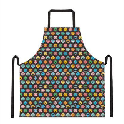 Colorful Emoji Faces Pattern Print Apron