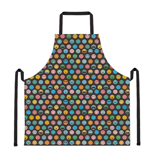Colorful Emoji Faces Pattern Print Apron