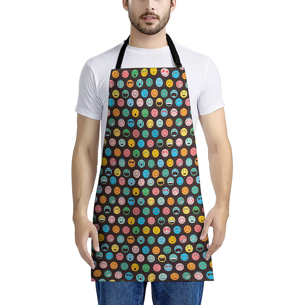Colorful Emoji Faces Pattern Print Apron