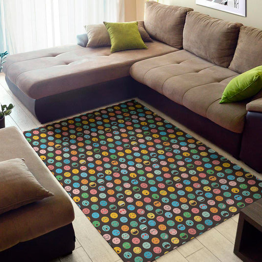 Colorful Emoji Faces Pattern Print Area Rug