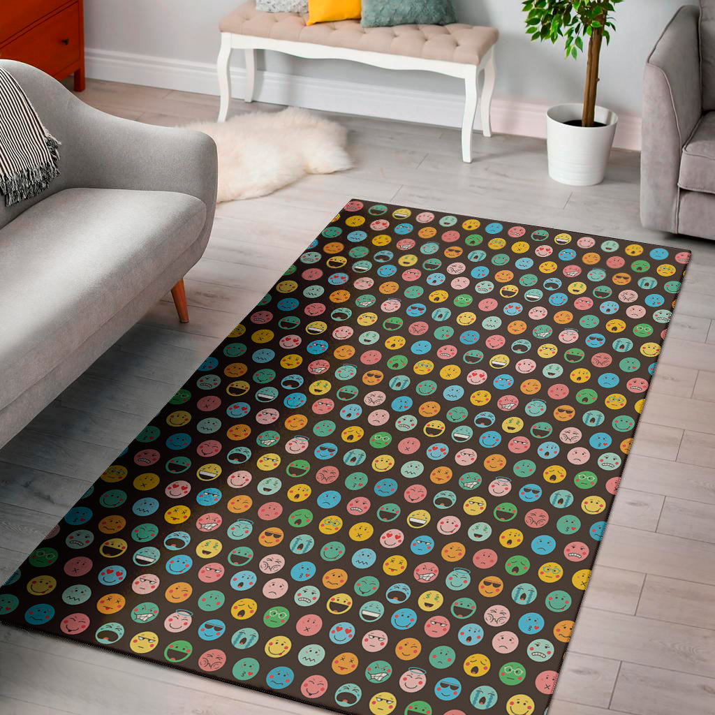 Colorful Emoji Faces Pattern Print Area Rug