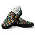 Colorful Emoji Faces Pattern Print Black Slip On Sneakers
