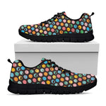 Colorful Emoji Faces Pattern Print Black Sneakers