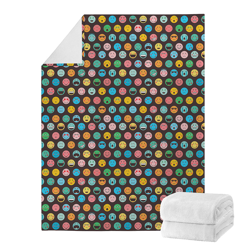 Colorful Emoji Faces Pattern Print Blanket
