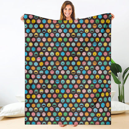 Colorful Emoji Faces Pattern Print Blanket