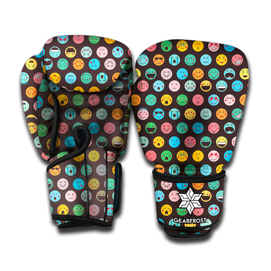 Colorful Emoji Faces Pattern Print Boxing Gloves