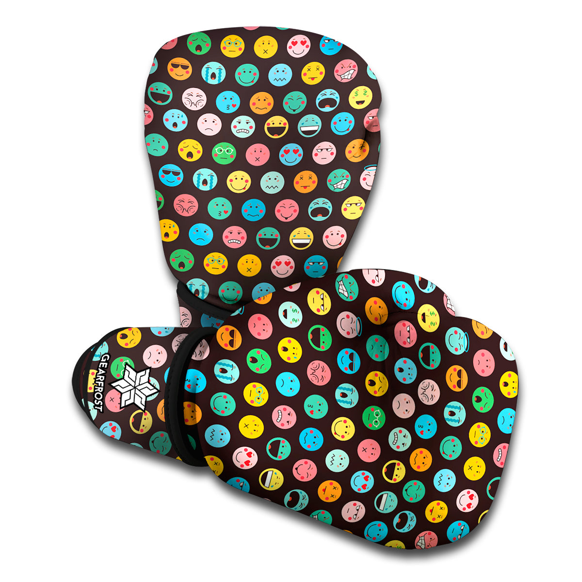 Colorful Emoji Faces Pattern Print Boxing Gloves