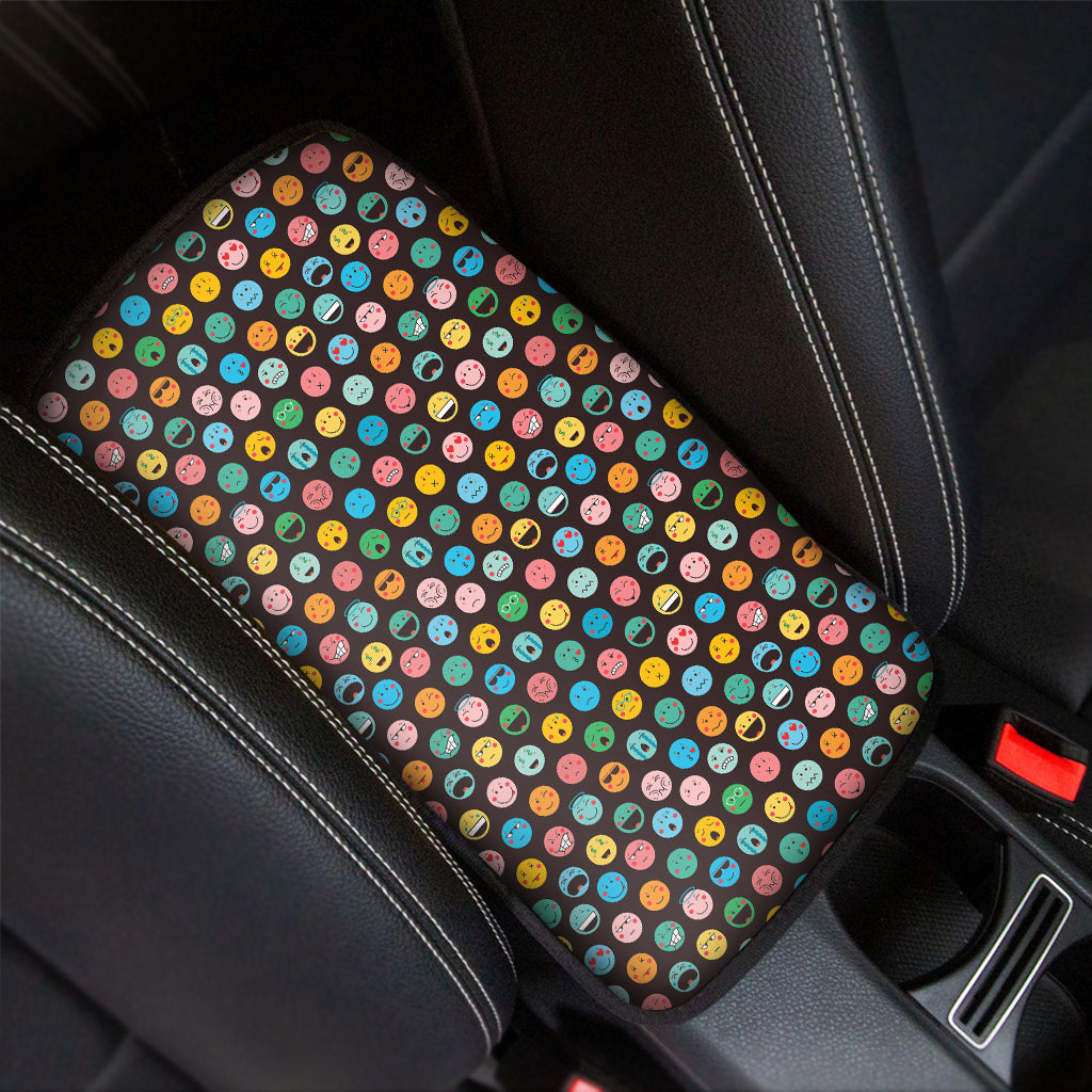 Colorful Emoji Faces Pattern Print Car Center Console Cover