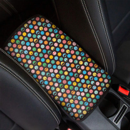 Colorful Emoji Faces Pattern Print Car Center Console Cover