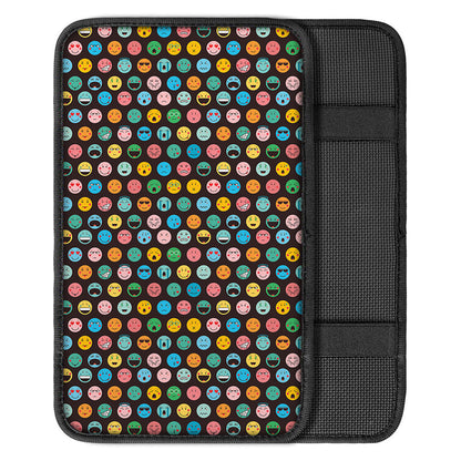 Colorful Emoji Faces Pattern Print Car Center Console Cover