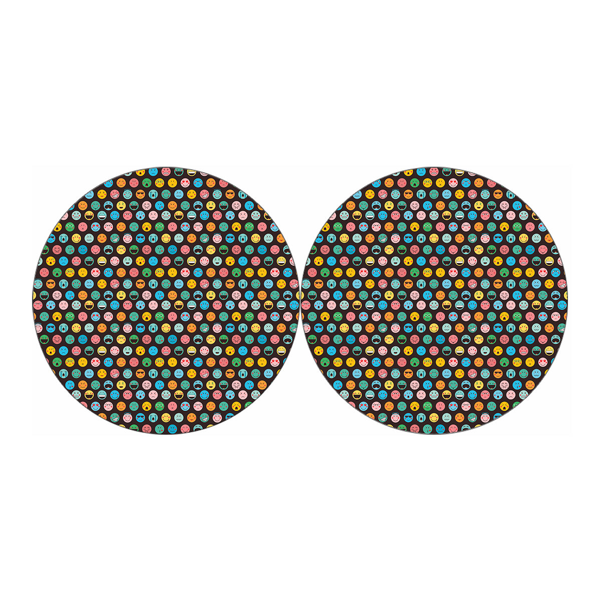 Colorful Emoji Faces Pattern Print Car Coasters
