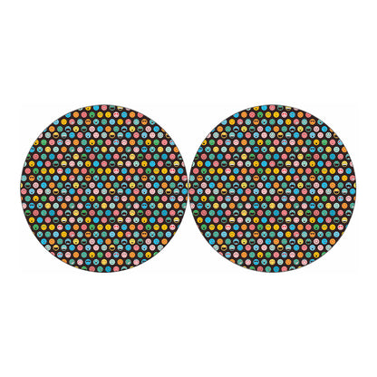Colorful Emoji Faces Pattern Print Car Coasters