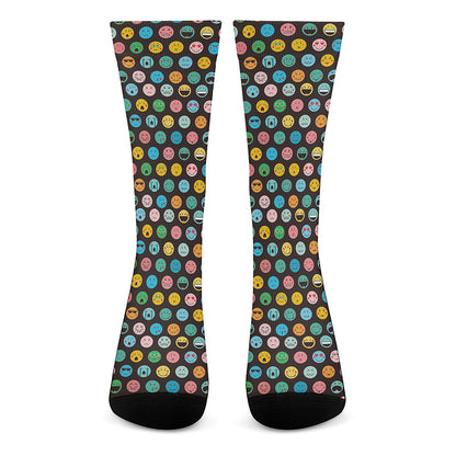 Colorful Emoji Faces Pattern Print Crew Socks