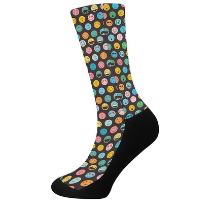 Colorful Emoji Faces Pattern Print Crew Socks